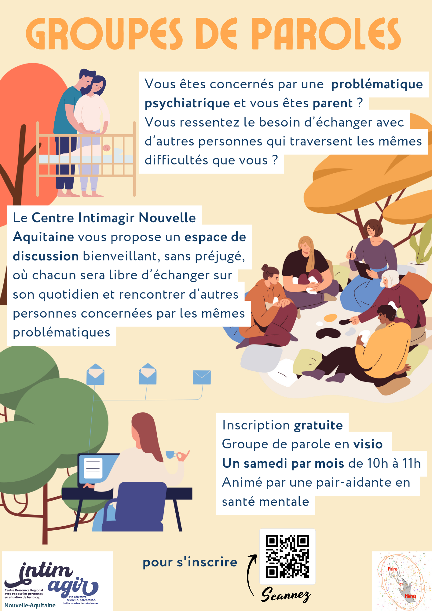 Flyers groupes de parole Parentalité et handicap psychique