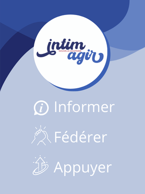 logo intimagir dans un cercle avec dessous inscrit les 3 axes: Informer-fédérer-appuyer.